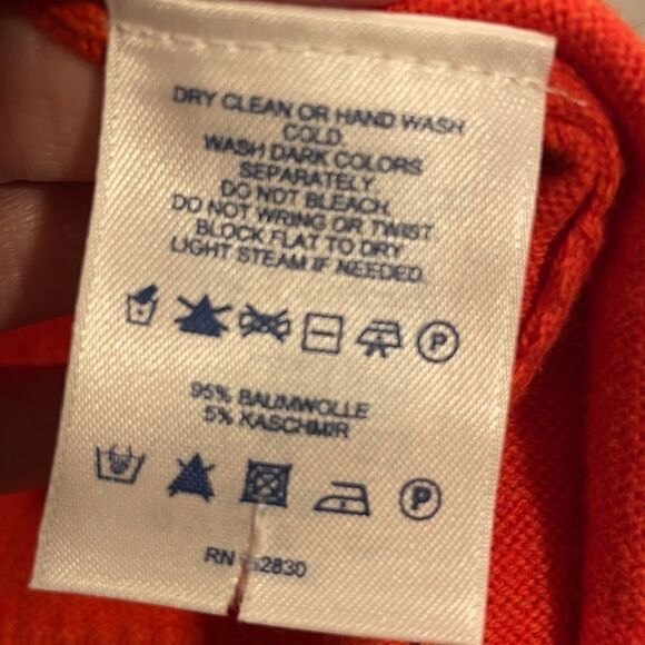 Lands End Bright Orange Open Front Sweater Sz Small Fall Lightweight - Picture 4 of 6